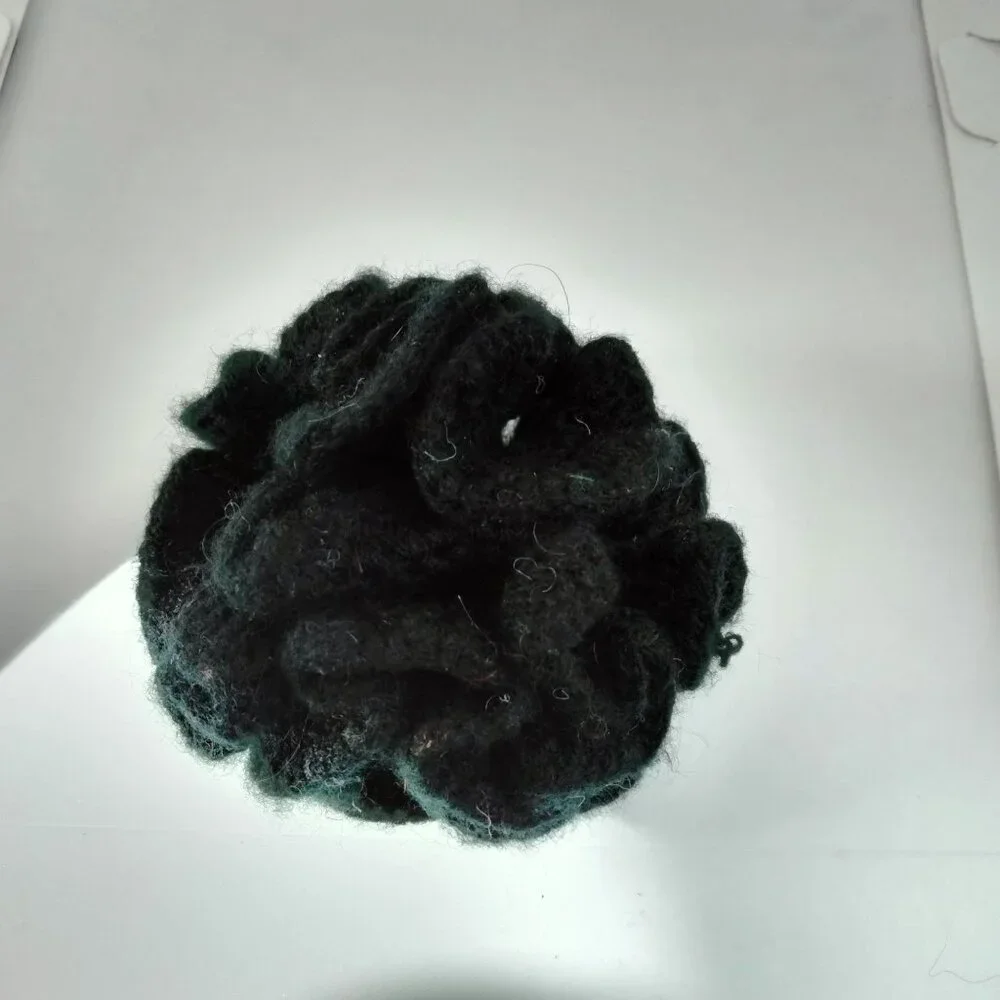 Black Carnation Boutonniere Lapel Pin hand knitted